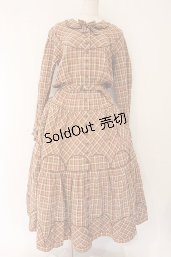 画像1: PINK HOUSE / チェックパッチワークワンピース  ブラウン O-26-04-06-121-LO-OP-IG-OS (1)