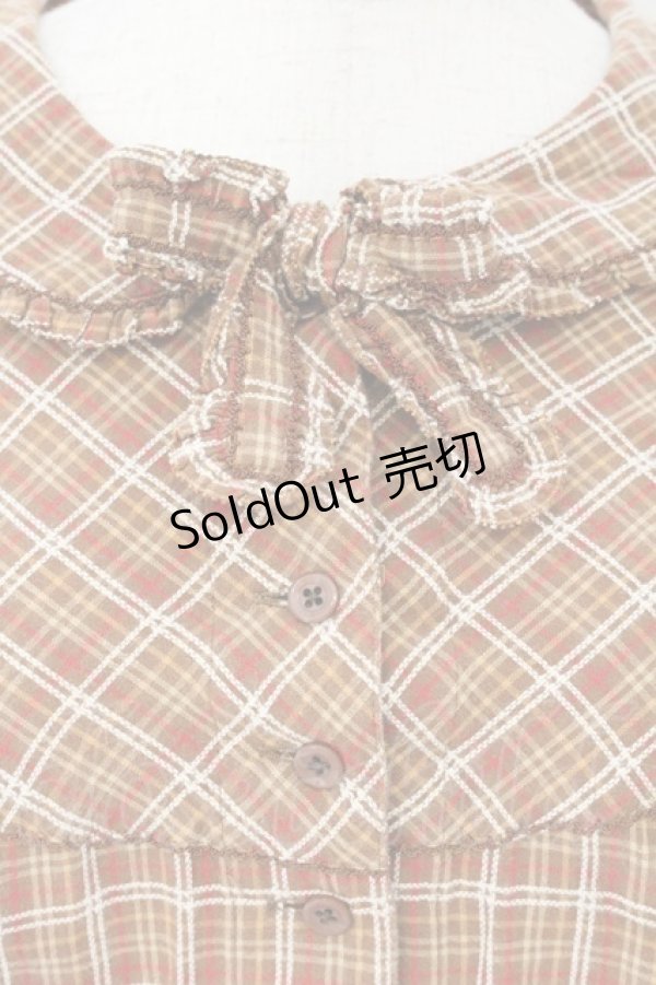 画像2: PINK HOUSE / チェックパッチワークワンピース  ブラウン O-26-04-06-121-LO-OP-IG-OS (2)