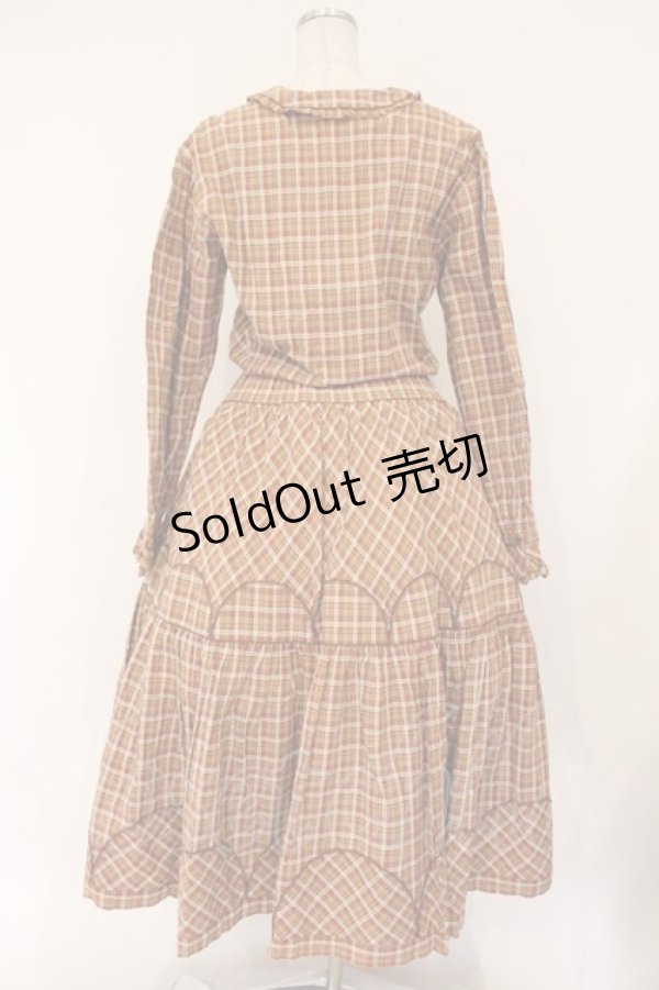 画像4: PINK HOUSE / チェックパッチワークワンピース  ブラウン O-26-04-06-121-LO-OP-IG-OS (4)