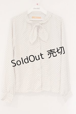 画像: F i.n.t / タイ付きスカラップ衿ドットブラウス  アイボリー O-26-04-06-123-CA-BL-IG-OS
