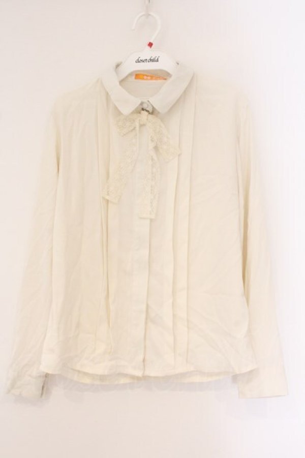 画像1: Fi.n.t / レースリボンタイ付きブラウス  オフシロ O-26-04-06-124-CA-BL-IG-OS (1)