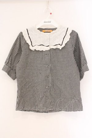 画像: Fi.n.t / ライン使いコットンレースヨークブラウス  クロ×シロ O-26-04-06-125-CA-BL-IG-OS