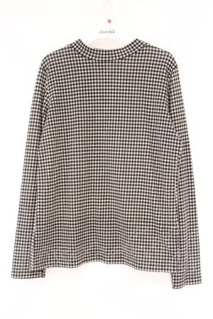 画像: Fi.n.t / 千鳥格子ハイネックカットソー  クロ×オフシロ O-26-04-06-012-CA-TO-IG-OS