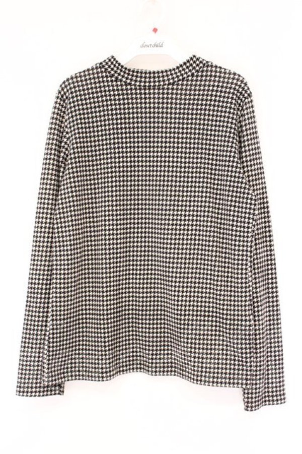 画像1: Fi.n.t / 千鳥格子ハイネックカットソー  クロ×オフシロ O-26-04-06-012-CA-TO-IG-OS (1)