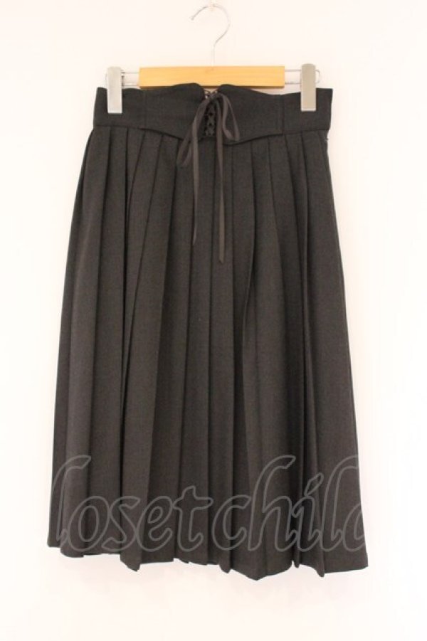 画像1: Fi.n.t / フロントレースアップ起毛プリーツスカート  グレー O-26-04-06-013-CA-SK-IG-OS (1)