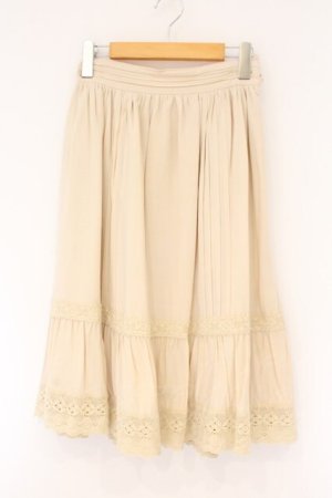 画像: Fi.n.t / クロシェレース使いピンタックギャザースカート  アイボリー O-26-04-06-015-CA-SK-IG-OS