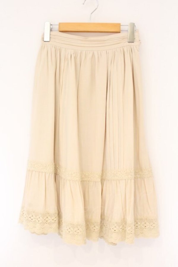 画像1: Fi.n.t / クロシェレース使いピンタックギャザースカート  アイボリー O-26-04-06-015-CA-SK-IG-OS (1)