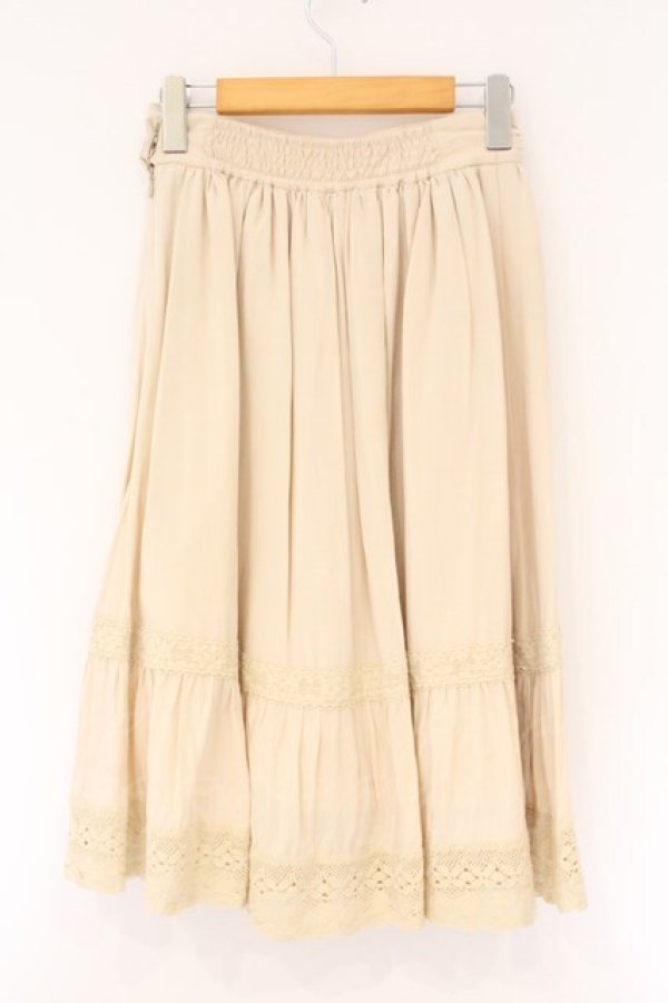 画像3: Fi.n.t / クロシェレース使いピンタックギャザースカート  アイボリー O-26-04-06-015-CA-SK-IG-OS (3)