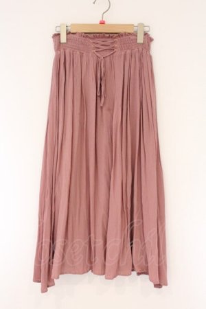 画像: F i.n.t / シャーリングレースアップロングスカート  ピンク O-26-04-06-019-CA-SK-IG-OS