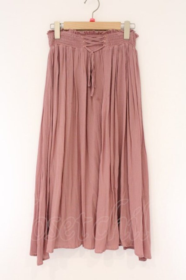 画像1: F i.n.t / シャーリングレースアップロングスカート  ピンク O-26-04-06-019-CA-SK-IG-OS (1)