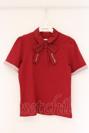 画像: Fi.n.t / ロゴ刺繍タイポロシャツ  アカ O-26-04-06-023-CA-TO-IG-OS