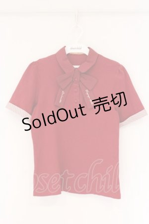 画像: Fi.n.t / ロゴ刺繍タイポロシャツ  アカ O-26-04-06-023-CA-TO-IG-OS