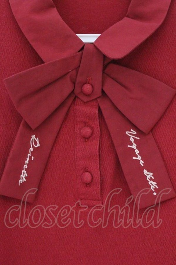 画像2: Fi.n.t / ロゴ刺繍タイポロシャツ  アカ O-26-04-06-023-CA-TO-IG-OS (2)