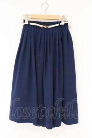 画像: an another angelus / ビットベルト付きタックスカート  ネイビー O-26-04-06-027-CA-SK-IG-OS