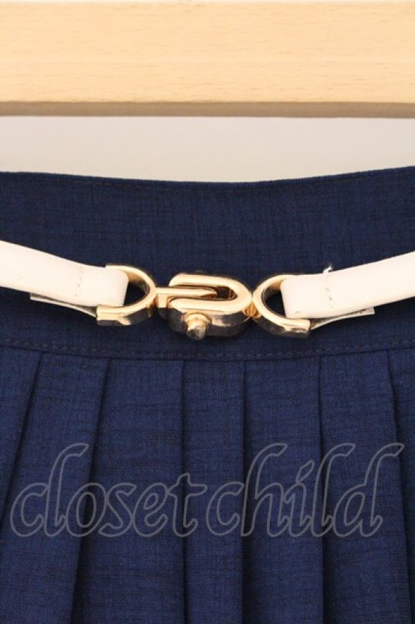 画像2: an another angelus / ビットベルト付きタックスカート  ネイビー O-26-04-06-027-CA-SK-IG-OS (2)