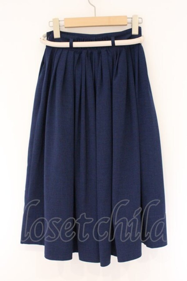 画像3: an another angelus / ビットベルト付きタックスカート  ネイビー O-26-04-06-027-CA-SK-IG-OS (3)
