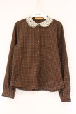 画像1: Fi.n.t / レース衿チェックシャツ  ブラウン O-26-04-06-028-CA-BL-IG-OS (1)