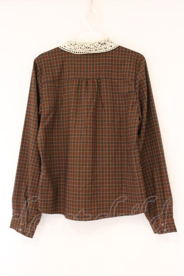 画像3: Fi.n.t / レース衿チェックシャツ  ブラウン O-26-04-06-028-CA-BL-IG-OS (3)