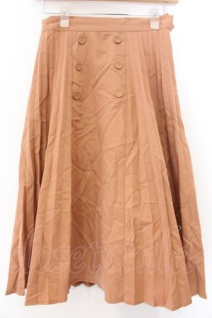 画像: Fi.n.t / ダブル釦細プリーツスカート  ピンクブラウン O-26-04-07-005-CA-SK-IG-OS