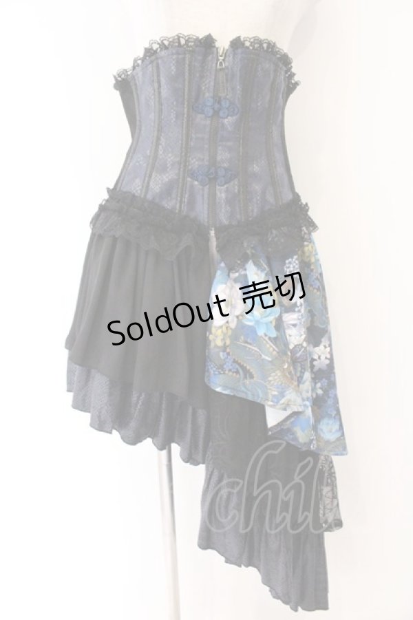 画像1: Qutie Frash / コルセットスカート  ブルー×ブラック O-26-04-07-039-QU-SK-OW-OS (1)