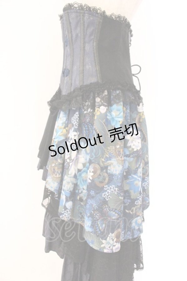 画像2: Qutie Frash / コルセットスカート  ブルー×ブラック O-26-04-07-039-QU-SK-OW-OS (2)