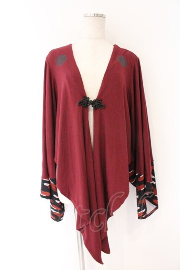 画像1: Qutie Frash / 矢絣切り替え変形カーデ  ワイン O-26-04-07-042-QU-TO-OW-OS (1)