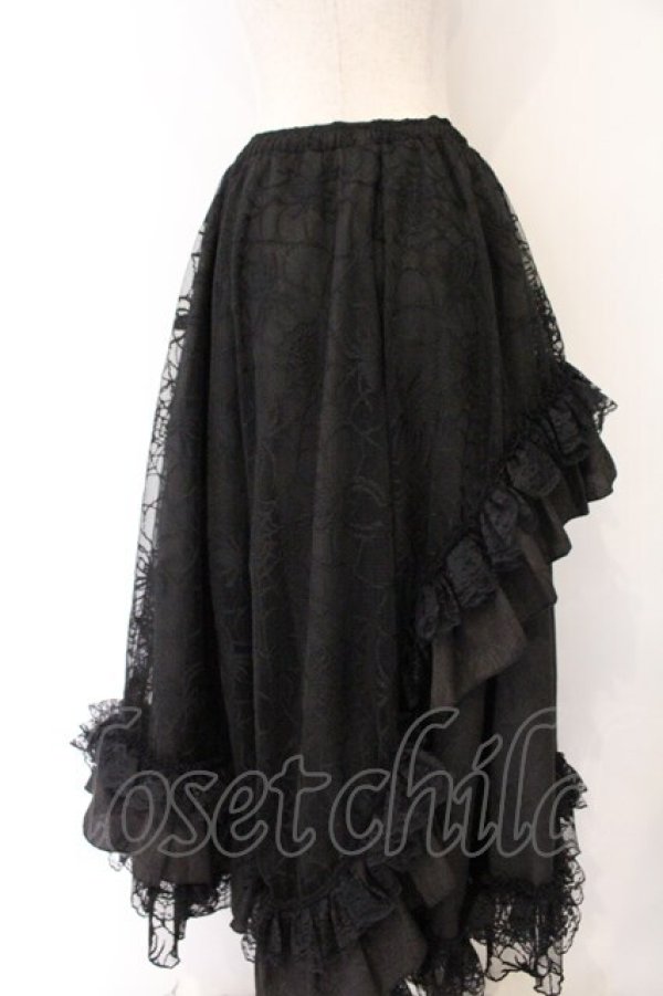 画像3: Qutie Frash / 蜘蛛メッシュロングスカート  ブラック O-26-04-07-047-QU-SK-OW-OS (3)