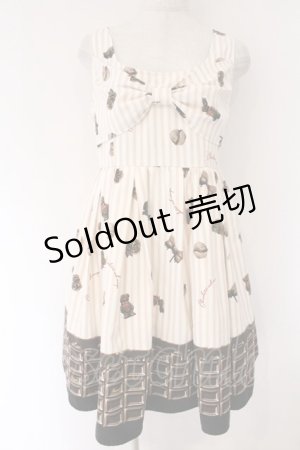 画像: Ank Rouge / ストライプチョコレート胸リボンジャンパースカート M ピンク O-26-04-07-052-CA-OP-YM-OS