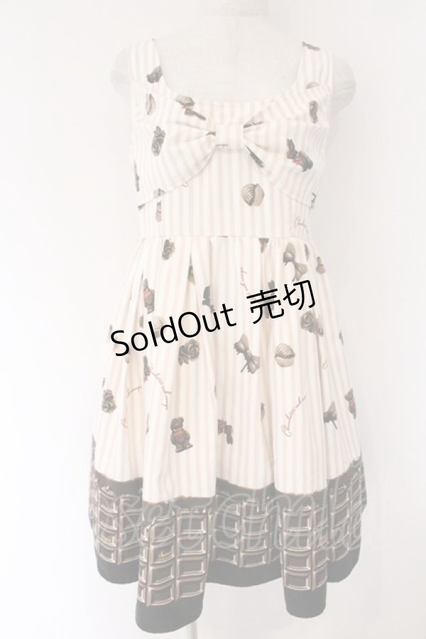 画像1: Ank Rouge / ストライプチョコレート胸リボンジャンパースカート M ピンク O-26-04-07-052-CA-OP-YM-OS (1)