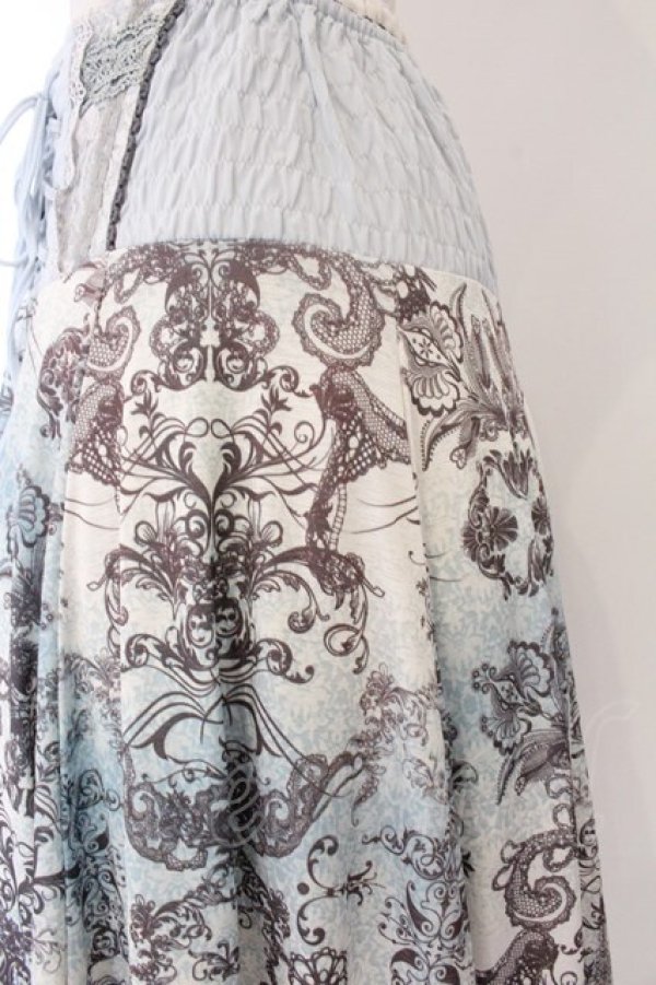 画像2: Rozen Kavalier / ボタニカルオーナメント柄スカート  サックス O-26-04-07-054-OO-SK-OW-OS (2)