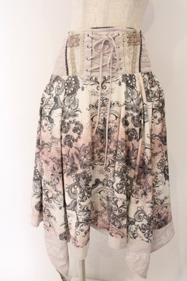 画像1: Rozen Kavalier / ボタニカルオーナメント柄スカート  ピンク O-26-04-07-055-OO-SK-OW-OS (1)