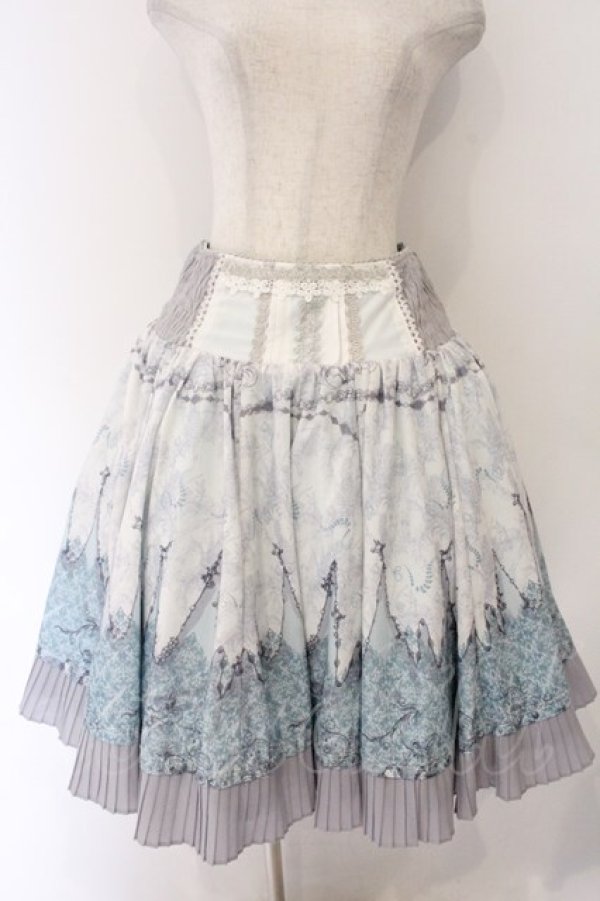 画像1: OZZ ANGELO / チェーン＆ダマスクptリバーシブルスカート  ブルー×グレー O-26-04-07-057-OO-SK-OW-OS (1)