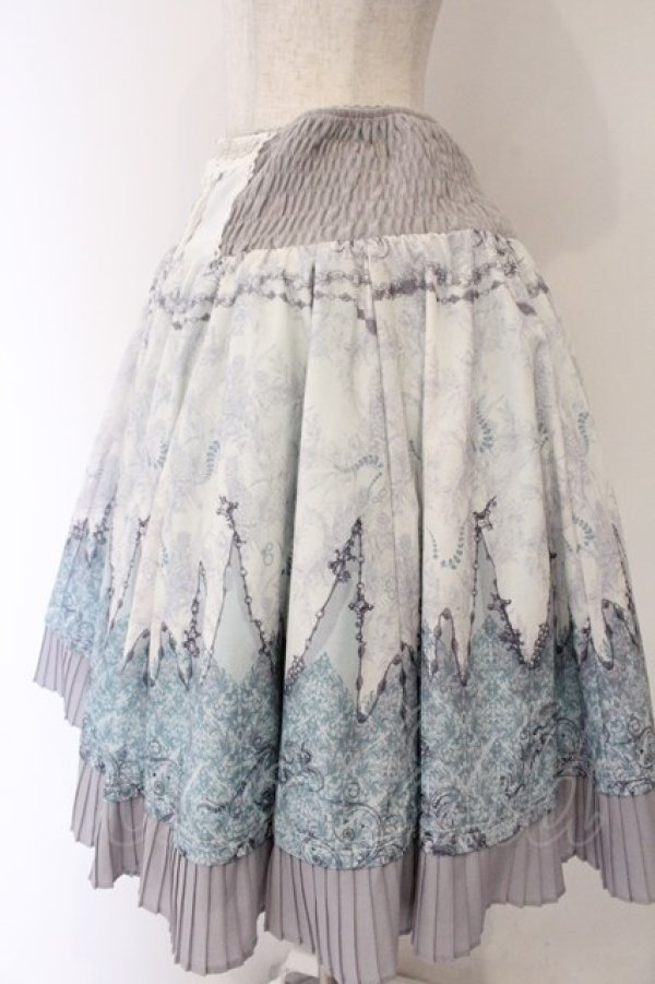 画像2: OZZ ANGELO / チェーン＆ダマスクptリバーシブルスカート  ブルー×グレー O-26-04-07-057-OO-SK-OW-OS (2)