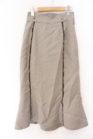 画像: an another angelus / レース使い千鳥柄マーメイドスカート  ブラウン O-26-04-07-008-CA-SK-IG-OS