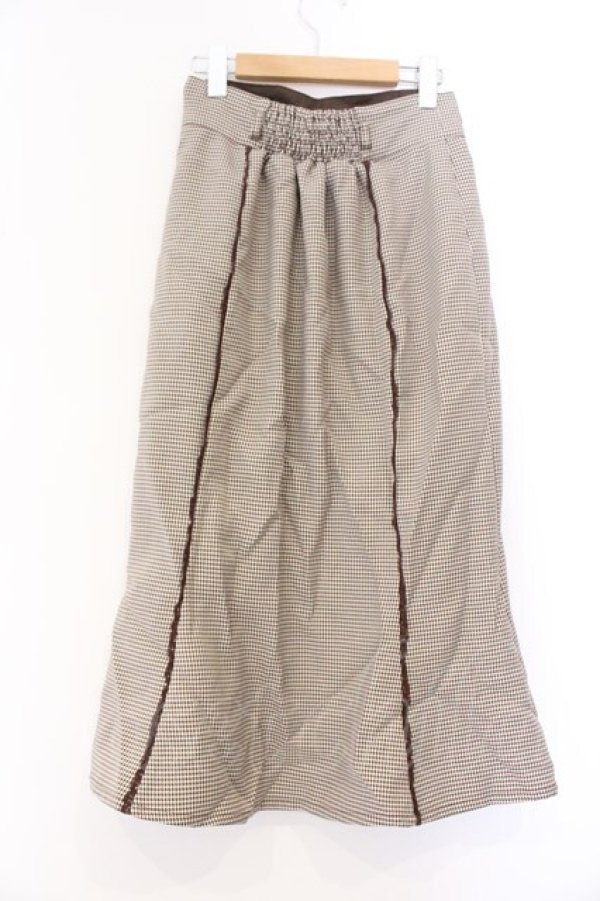 画像2: an another angelus / レース使い千鳥柄マーメイドスカート  ブラウン O-26-04-07-008-CA-SK-IG-OS (2)