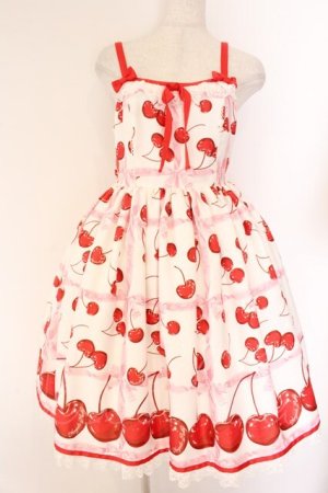 画像: Angelic Pretty / Charming Cherryジャンパースカート  シロ O-26-04-07-069-AP-OP-OW-OS