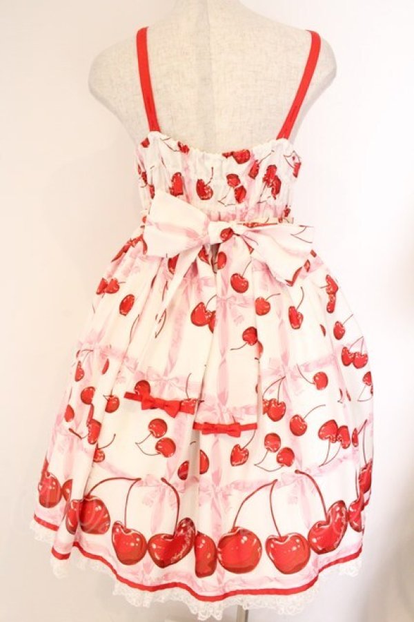 画像4: Angelic Pretty / Charming Cherryジャンパースカート  シロ O-26-04-07-069-AP-OP-OW-OS (4)