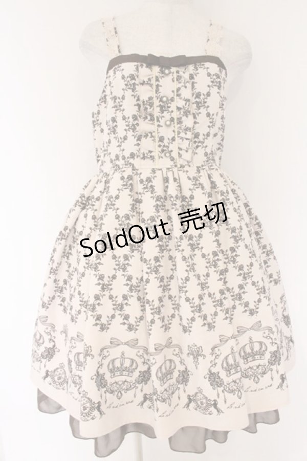 画像1: axes femme / 王冠モチーフ入りパネル柄ワンピース M ピンク O-26-04-07-072-AX-OP-OW-OS (1)