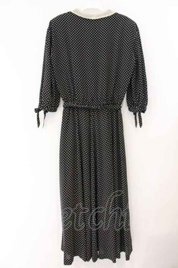 画像2: INGEBORG / ドットチュール襟ワンピース  クロ×アイボリー O-26-04-07-011-LO-OP-IG-OS (2)