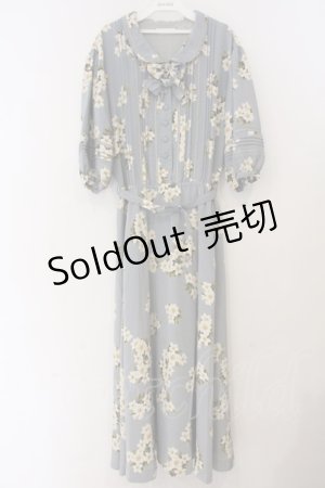 画像: INGEBORG / 梯子レース花柄半袖ワンピース  サックス O-26-04-07-013-LO-OP-IG-OS