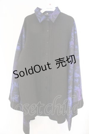 画像: NieR Clothing / 着物風袖SHIRT【ROSE】　シャツ F ブラック×パープル O-26-04-07-015-PU-BL-OW-OS