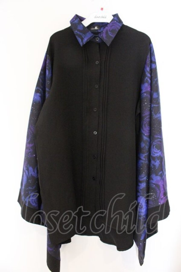 画像1: NieR Clothing / 着物風袖SHIRT【ROSE】　シャツ F ブラック×パープル O-26-04-07-015-PU-BL-OW-OS (1)