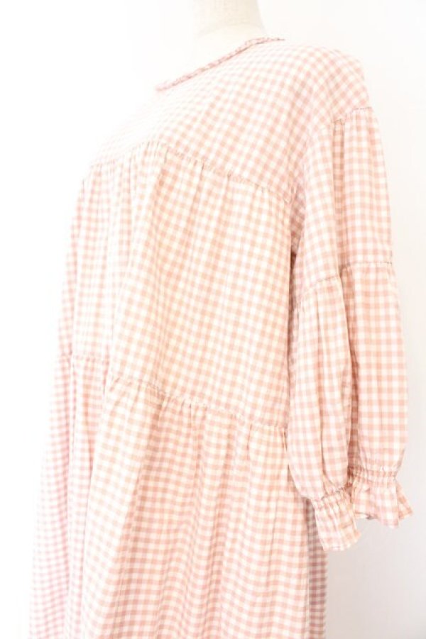 画像2: PINK HOUSE / ギンガムチェックレイヤードワンピース  ピンク O-26-04-07-016-LO-OP-IG-OS (2)