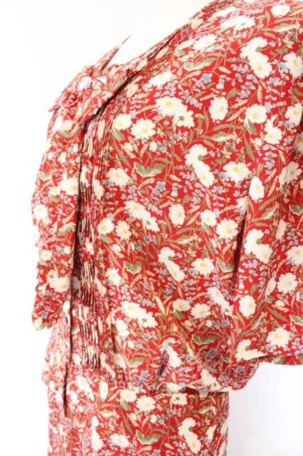 画像2: INGEBORG / フラワー総柄セットアップ  アカ O-26-04-07-020-LO-OP-IG-OS (2)