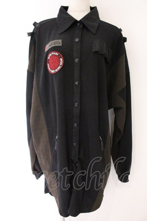 画像1: Qutie Frash / ミリタリーロングシャツ  ブラック O-26-04-07-025-QU-TO-OW-OS (1)