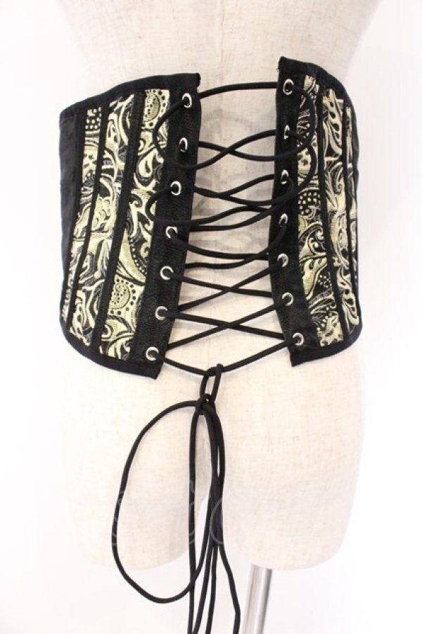 画像2: Qutie Frash / 2023年プレミアム 蘿月コルセット  ブラック×ゴールド O-26-04-07-036-QU-TO-OW-OS (2)