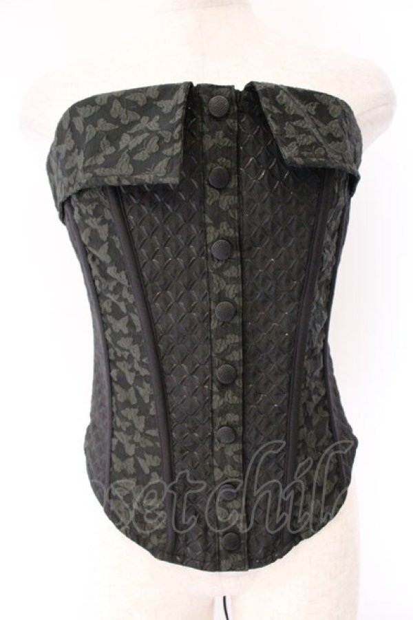画像1: Qutie Frash / オーバーバストコルセット  ブラック×グリーン O-26-04-07-037-QU-TO-OW-OS (1)