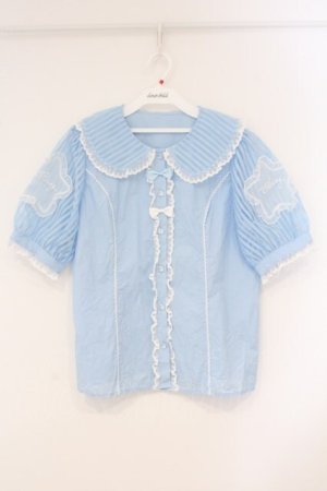 画像: 猫与 鈴草 / ストライプスリーブブラウス L サックス O-26-04-09-029-LO-BL-IG-OS