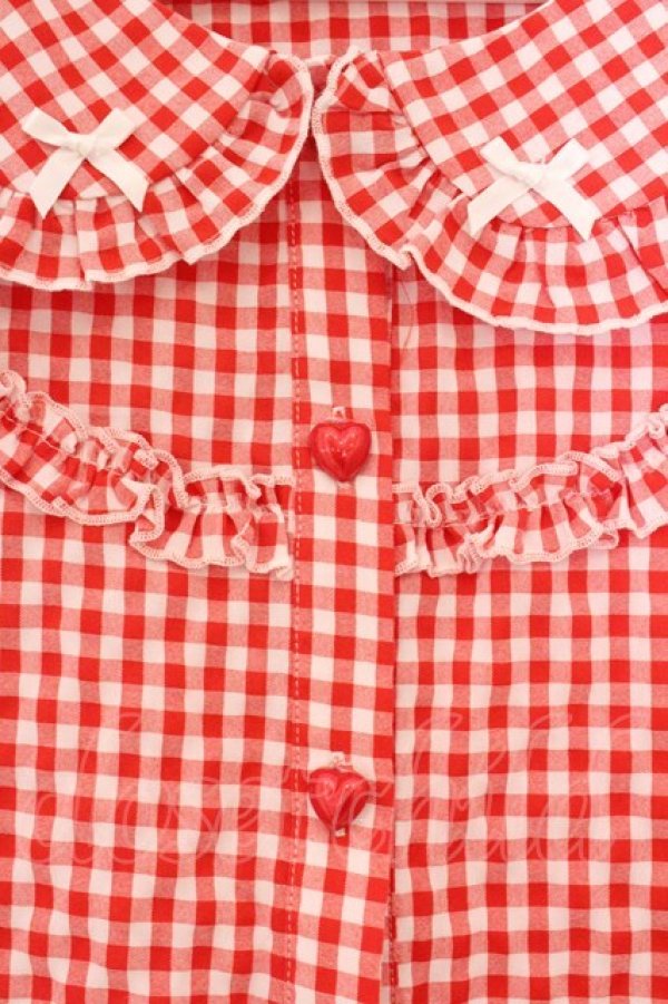 画像2: Dark Star Island / ギンガムチェックブラウス L アカ O-26-04-09-030-LO-BL-IG-OS (2)