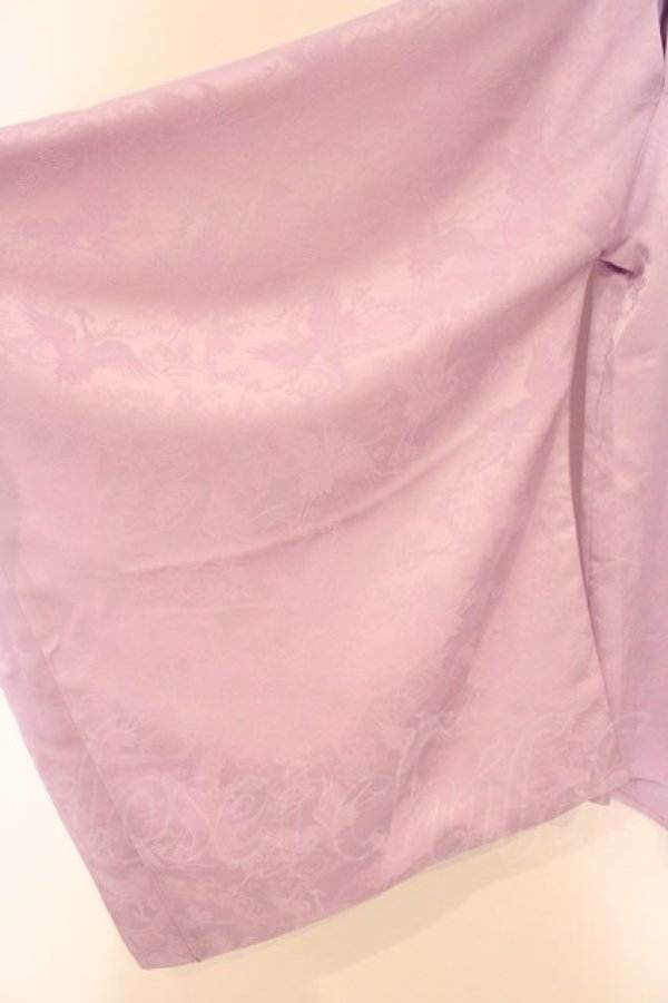 画像3: rezen / 鶴ジャガード狩衣風和袖シャツ M 藤色 O-26-04-09-034-LO-BL-IG-OS (3)